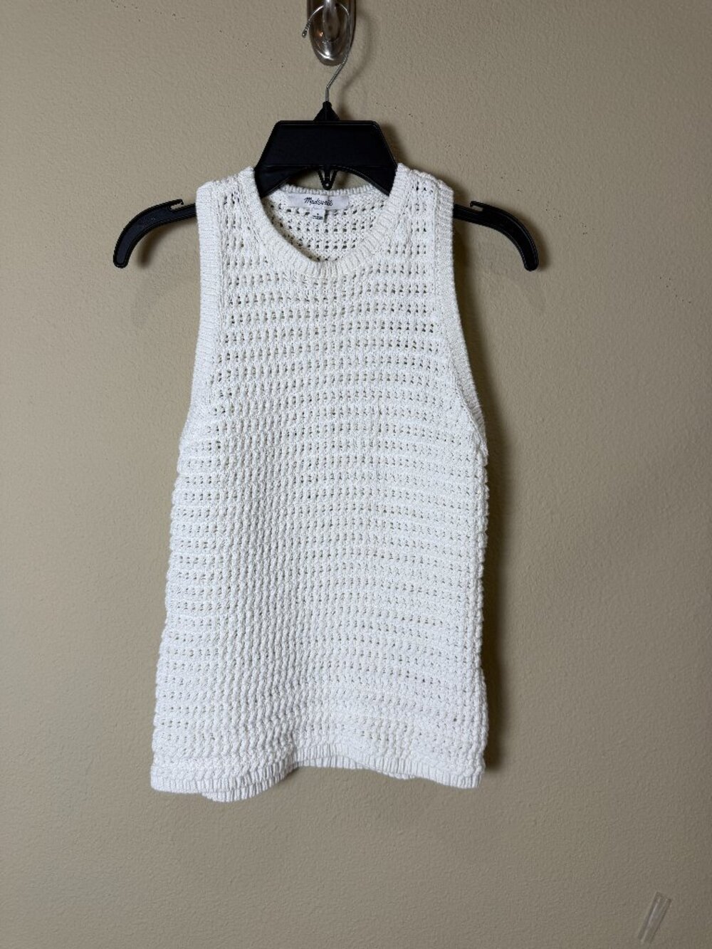 Madewell Chunky Open Knit Tank Top Sweater Size Small White Cream